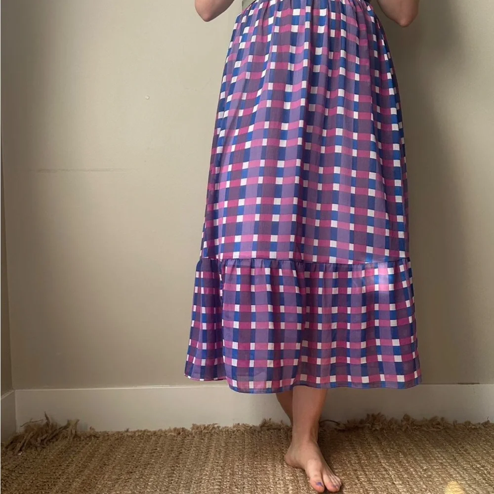 Ann Taylor Plaid Maxi Skirt in Purple, white blu and Pink - Picture 1 of 6